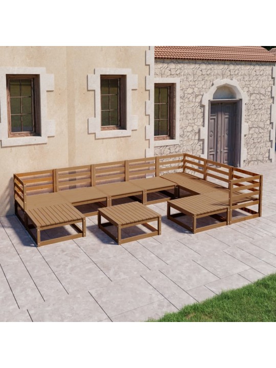 10-daļīgs dārza atpūtas mēbeļu komplekts, brūns priedes koks
