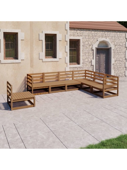 7-daļīgs dārza atpūtas mēbeļu komplekts, brūns priedes koks