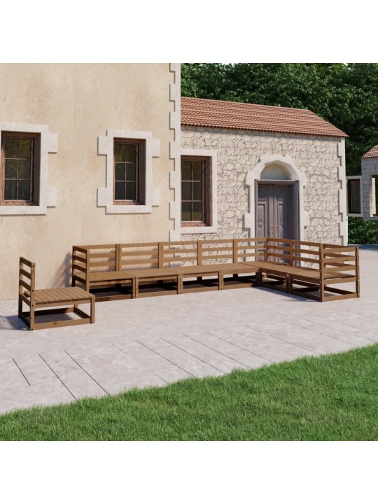 8-daļīgs dārza atpūtas mēbeļu komplekts, brūns priedes koks