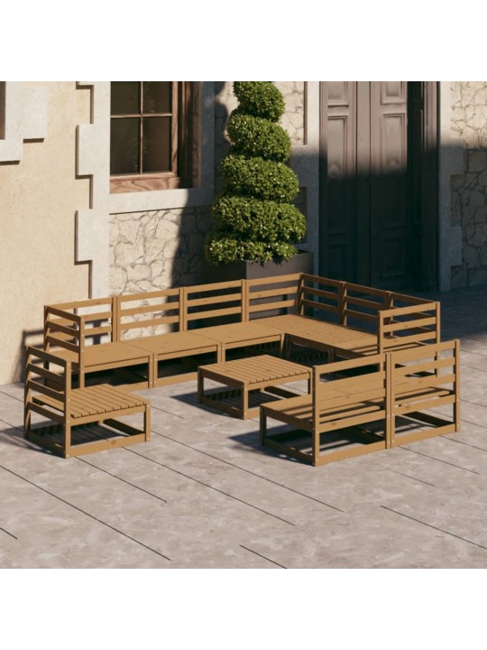 10-daļīgs dārza atpūtas mēbeļu komplekts, brūns priedes koks