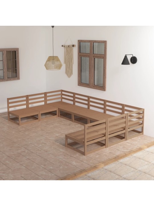 9-daļīgs dārza atpūtas mēbeļu komplekts, priedes koks