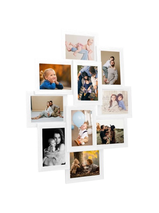 Kolāžas foto rāmis, 10x(10x15 cm) attēliem, balts mdf
