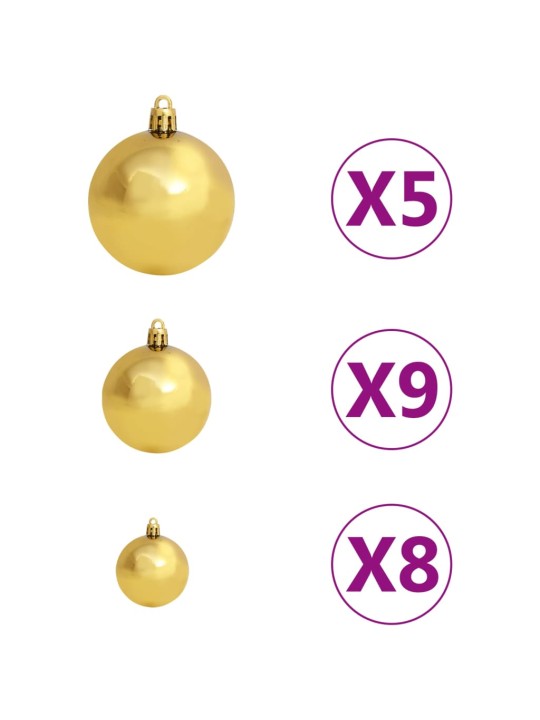Izgaismota ziemassvētku egle ar rotājumiem, zaļa, 120 cm
