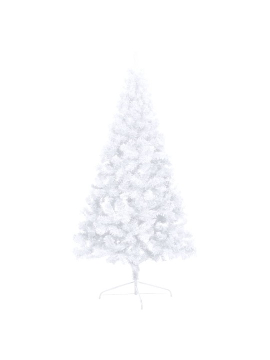 Izgaismota ziemassvētku egle ar rotājumiem, balta, 150 cm