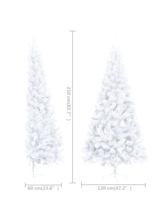Izgaismota ziemassvētku egle ar rotājumiem, balta, 210 cm