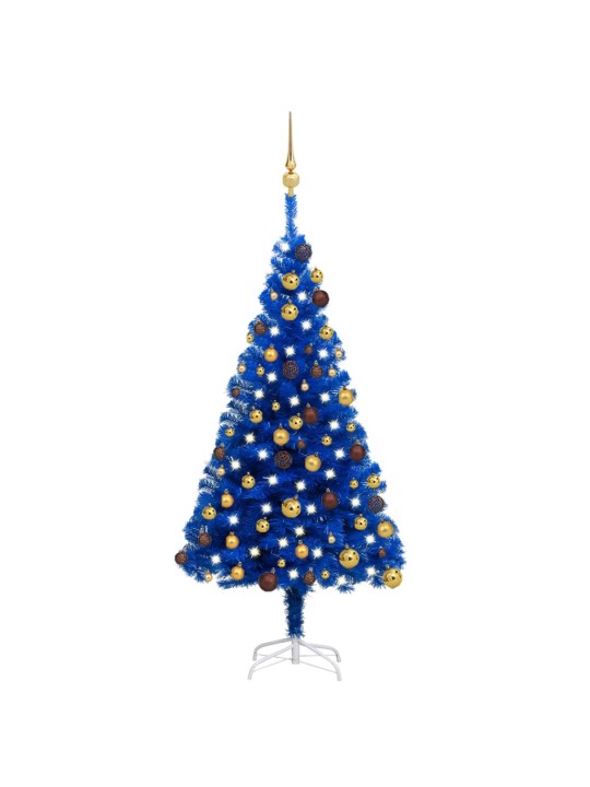 Izgaismota mākslīgā ziemassvētku egle ar rotājumiem, 120cm, pvc