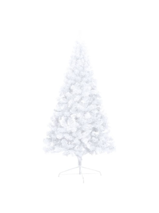 Izgaismota ziemassvētku egle ar rotājumiem, balta, 150 cm