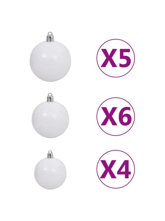 Mākslīgā ziemassvētku egle ar rotājumiem, 150 cm, 380 zari