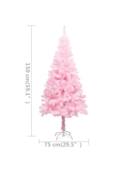 Izgaismota mākslīgā Ziemassvētku egle ar rotājumiem, 150cm, PVC
