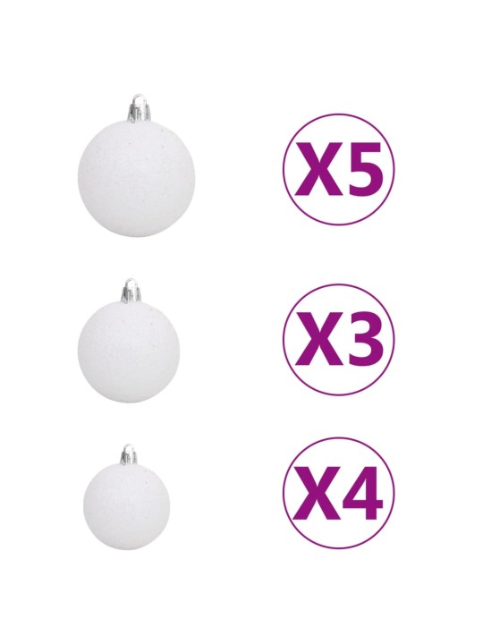 Izgaismota mākslīgā Ziemassvētku egle ar rotājumiem, 150cm, PVC