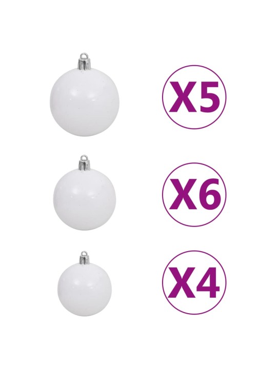 Izgaismota mākslīgā Ziemassvētku egle ar rotājumiem, 120cm, PVC