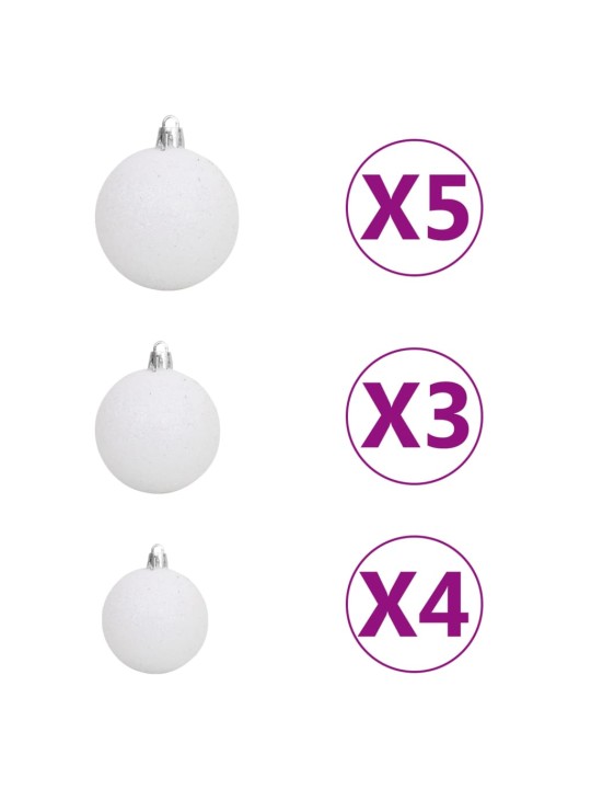 Izgaismota mākslīgā Ziemassvētku egle ar rotājumiem, 150cm, PVC
