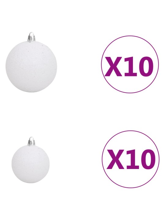 Izgaismota mākslīgā ziemassvētku egle ar rotājumiem, 210cm, pvc