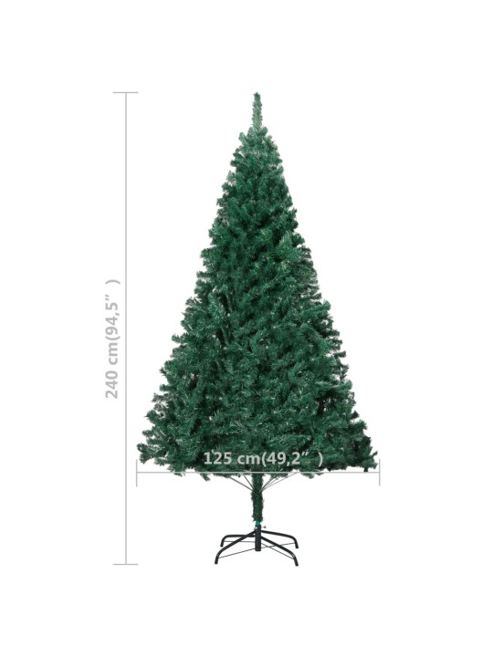 Izgaismota Ziemassvētku egle ar rotājumiem, zaļa, 240 cm, PVC