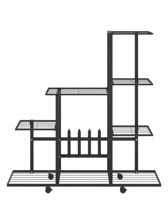 Puķu statīvs ar riteņiem, 94,5x25x92,5 cm, melns metāls