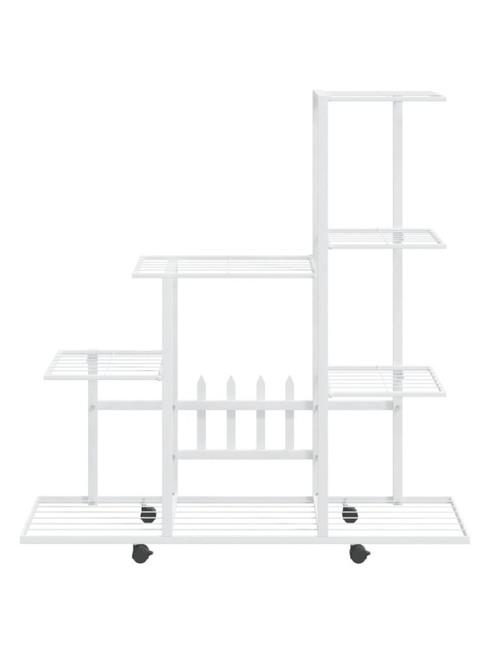 Puķu statīvs ar riteņiem, 94,5x25x92,5 cm, balts metāls
