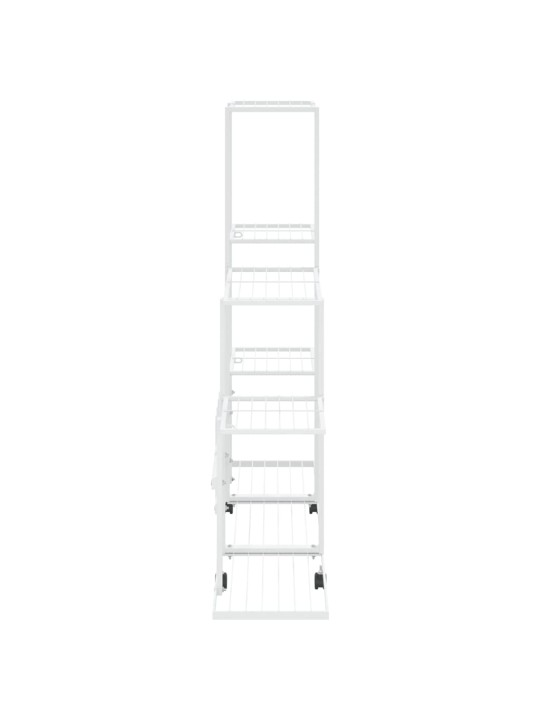 Puķu statīvs ar riteņiem, 94,5x25x92,5 cm, balts metāls