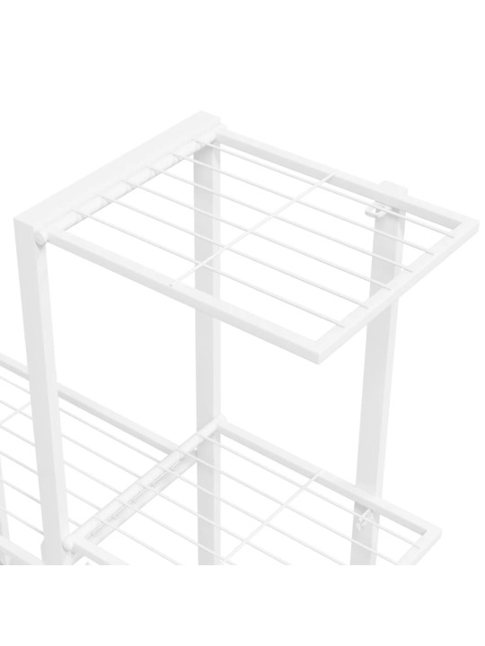 Puķu statīvs ar riteņiem, 94,5x25x92,5 cm, balts metāls