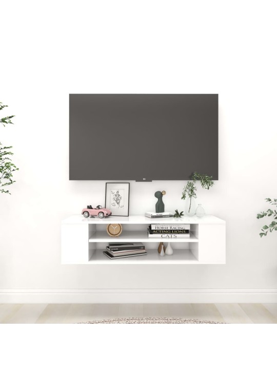 Piekarams tv skapītis, balts, 100x30x26,5 cm, inženierijas koks