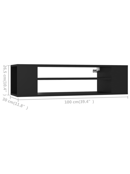 Piekarams tv skapītis, melns, 100x30x26,5 cm, inženierijas koks