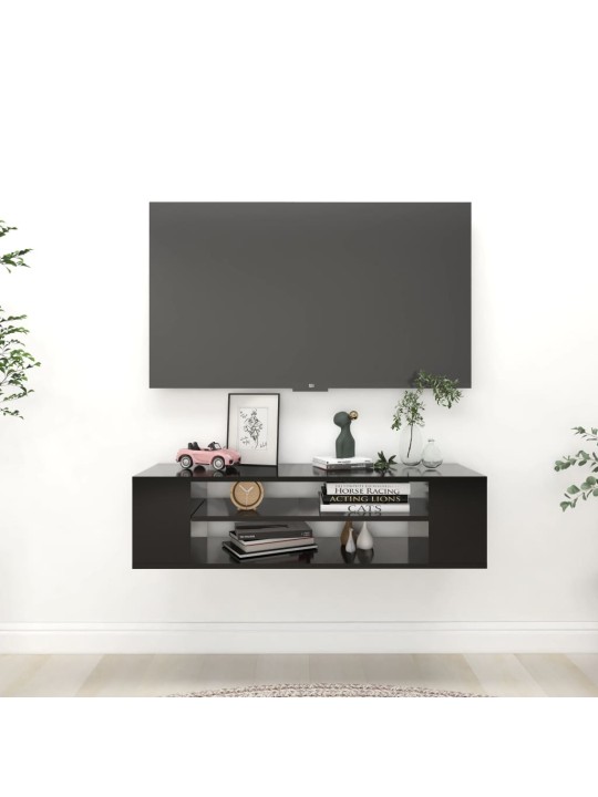 Piekarams tv skapītis, melns, 100x30x26,5 cm, inženierijas koks