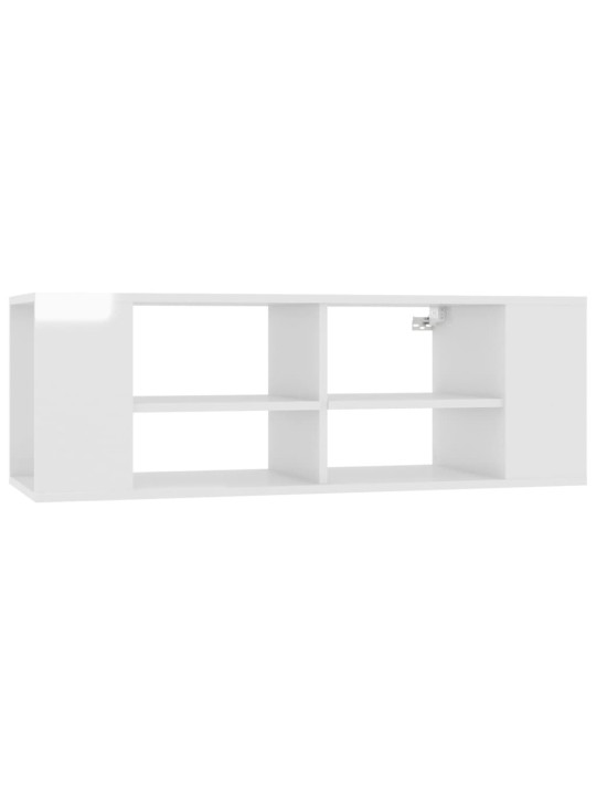 Sienas tv skapītis spīdīgi balts 102x35x35 cm inženierijas koks
