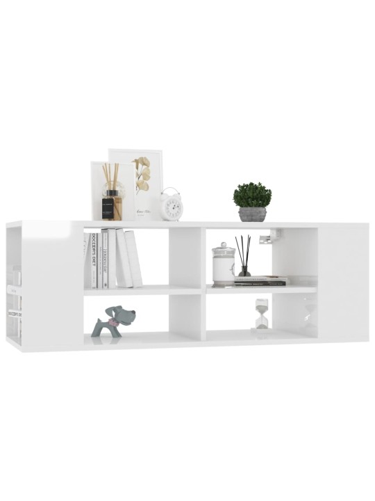 Sienas tv skapītis spīdīgi balts 102x35x35 cm inženierijas koks