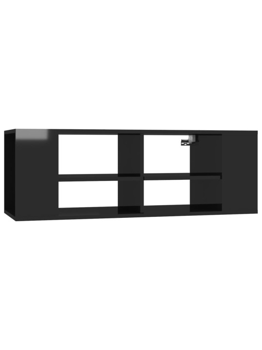Sienas tv skapītis spīdīgi melns 102x35x35 cm inženierijas koks