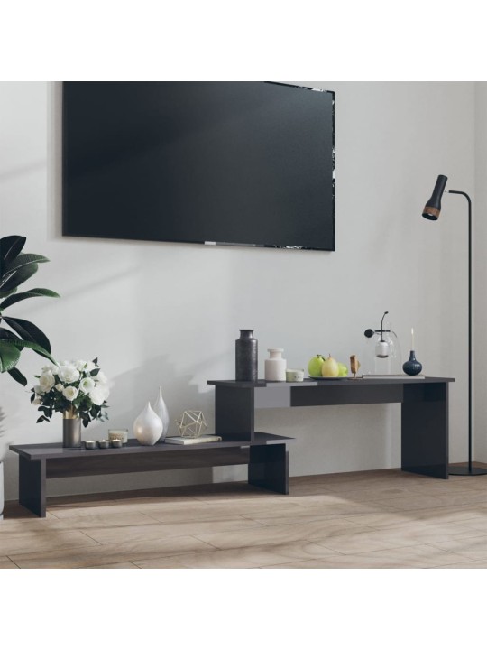 Tv plaukts, spīdīgi pelēks, 180x30x43 cm, inženierijas koks