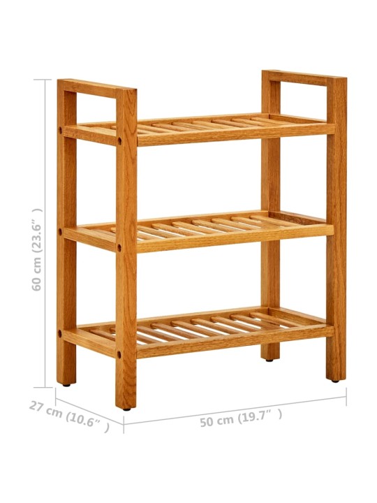 Apavu skapis ar 3 plauktiem, 50x27x60 cm, ozola masīvkoks