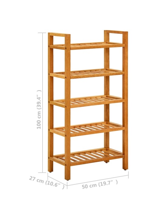 Apavu skapis ar 5 plauktiem, 50x27x100 cm, ozola masīvkoks