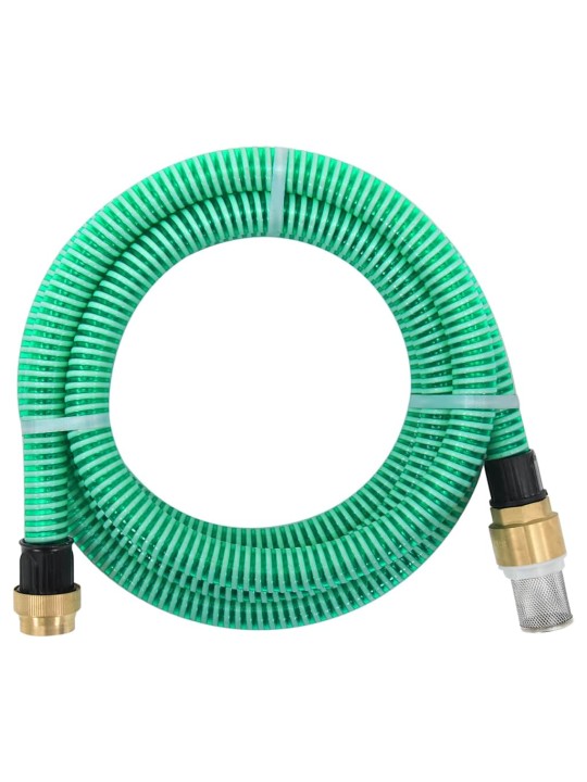 Sūkšanas šļūtene ar misiņa savienotājiem, zaļa, 1,1", 3 m, pvc