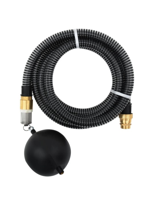 Sūkšanas šļūtene ar misiņa savienotājiem, melna, 1,1", 7 m, pvc