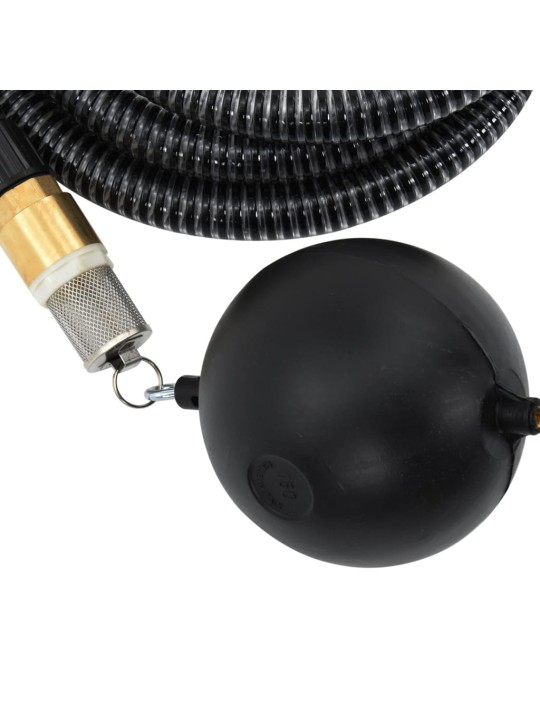 Sūkšanas šļūtene ar misiņa savienotājiem, melna, 1,1", 7 m, pvc