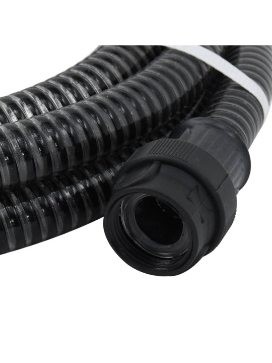 Sūkšanas šļūtene ar pvc savienotājiem, melna, 1", 7 m, pvc