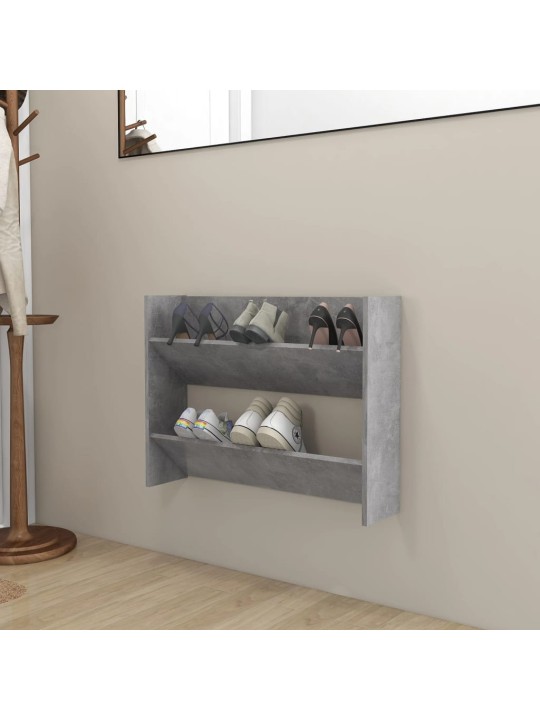 Sienas apavu plaukts, betonpelēks, 80x18x60cm inženierijas koks