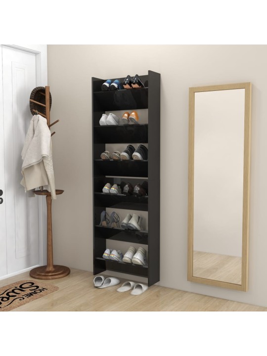 Sienas apavu plaukti, 2 gb., melni 60x18x90cm inženierijas koks