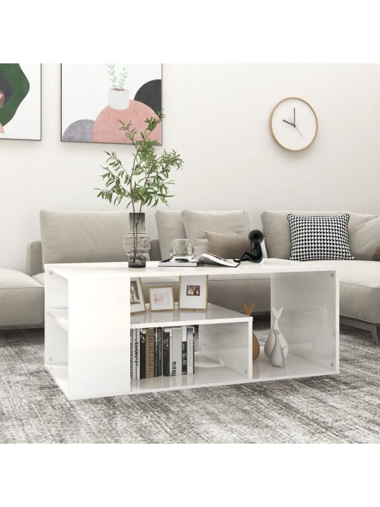 Kafijas galdiņš, spīdīgi balts, 100x50x40 cm, inženierijas koks