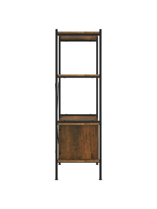 4-līmeņu plaukts ar skapīti, 80x40x130 cm, tērauds, koks