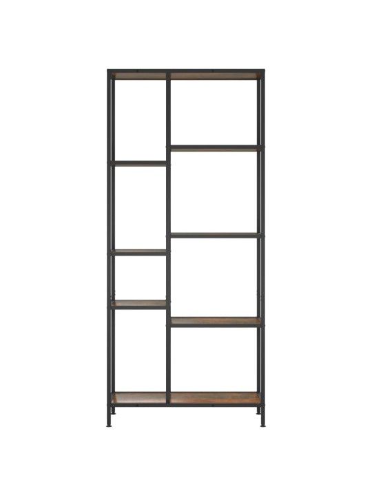 Grāmatu plaukts, 80x30x180 cm, tērauds un inženierijas koks