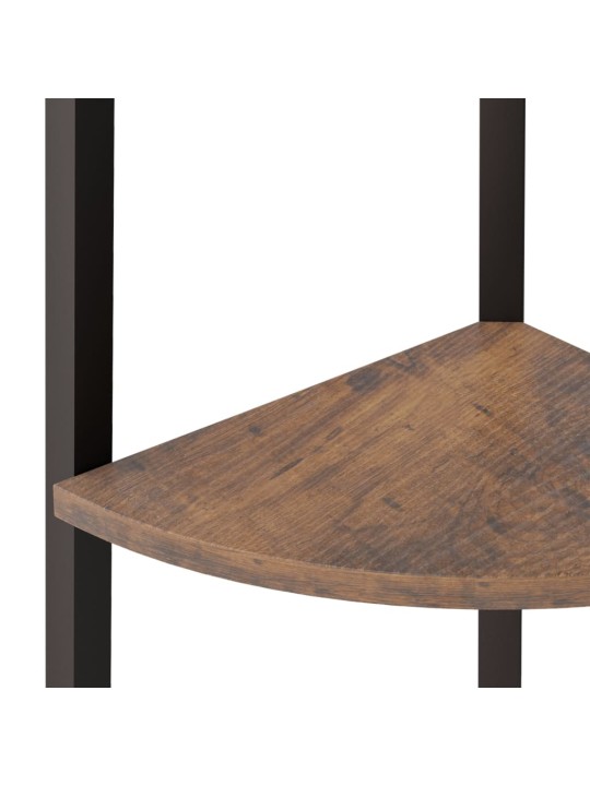 5 līmeņu stūra plaukts, tumši brūns, melns, 45,5x31,5x180 cm