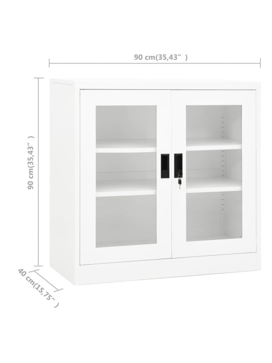 Biroja skapis, 90x40x90 cm, balts, tērauds