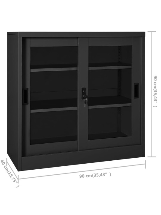 Skapītis ar bīdāmām durvīm, 90x40x90cm, antracītpelēks, tērauds