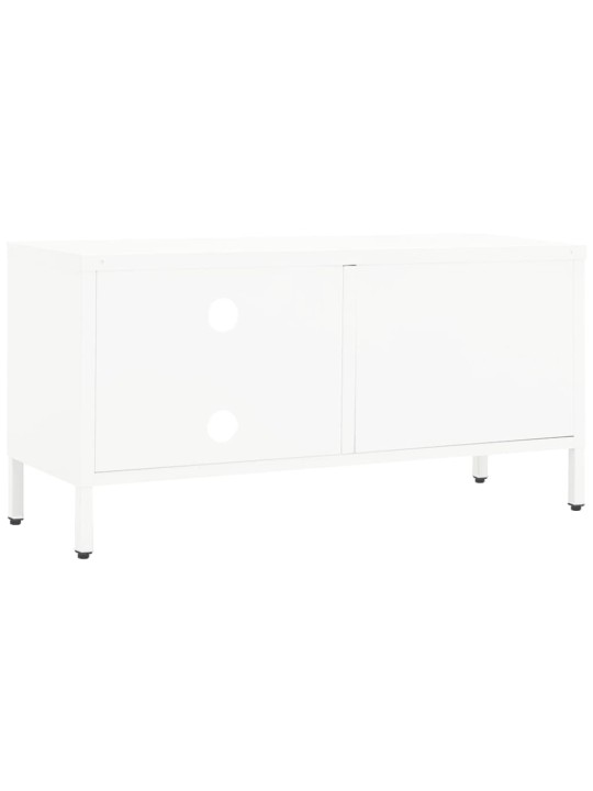 Tv skapītis, balts, 90x30x44 cm, tērauds un stikls