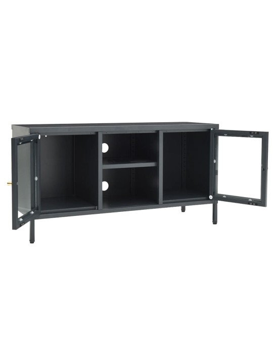 Tv skapītis, antracītpelēks, 105x35x52 cm, tērauds un stikls