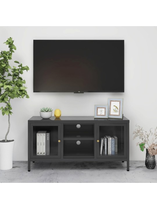 Tv skapītis, antracītpelēks, 105x35x52 cm, tērauds un stikls