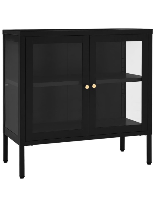 Kumode, melna, 70x35x70 cm, tērauds un stikls