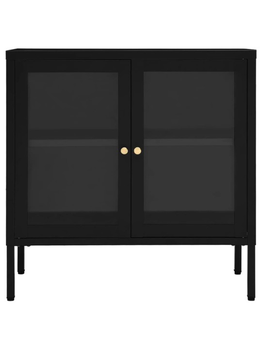 Kumode, melna, 70x35x70 cm, tērauds un stikls