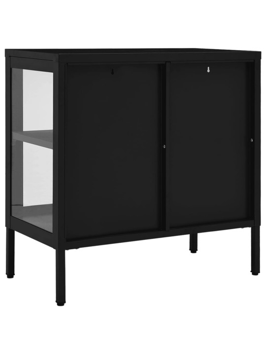 Kumode, melna, 70x35x70 cm, tērauds un stikls