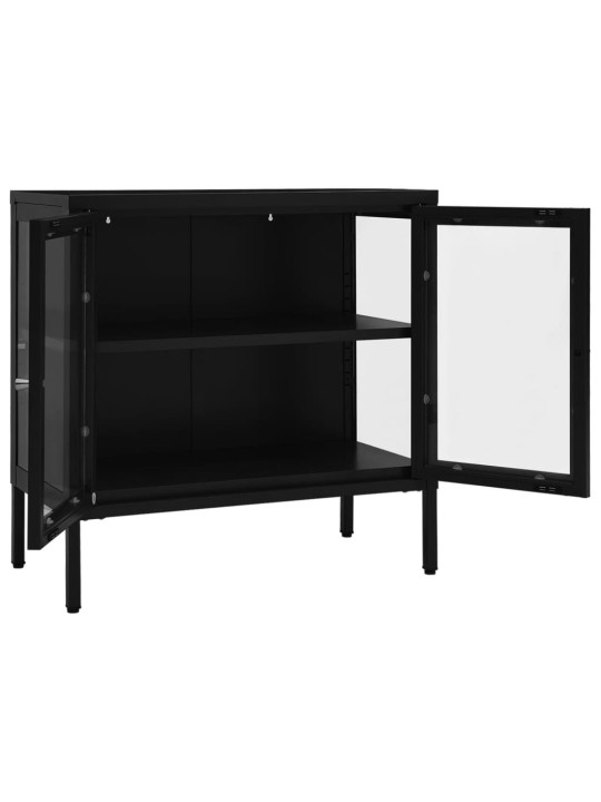 Kumode, melna, 70x35x70 cm, tērauds un stikls